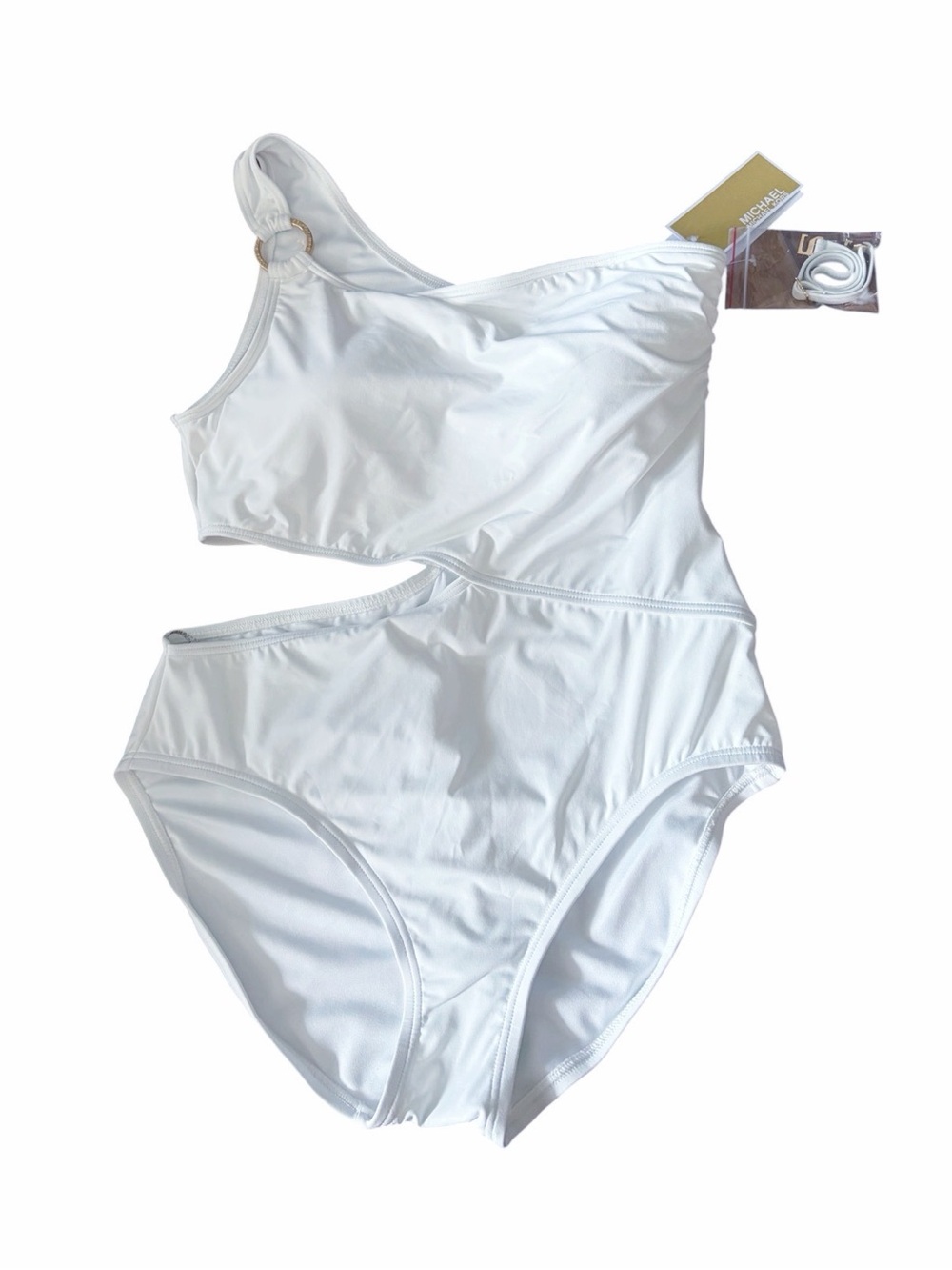 Michael Kors White One-Shoulder Underwire One Piece Swimsuit Size 10 - Picture 3 of 7